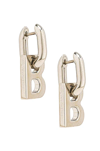 Balenciaga Xs B Chain Earrings In Shiny Silver