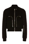 Rick Owens Leather Jacket With High Collar And Ribbed Accents In Black