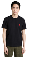 Ami Alexandre Mattiussi Ami Paris Ami De Coeur Embroidered T-shirt In Black