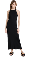James Perse High Neck Rib Tank Dress In True Black