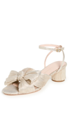 LOEFFLER RANDALL DAHLIA PLEATED BOW HEELS PLATINUM LAME