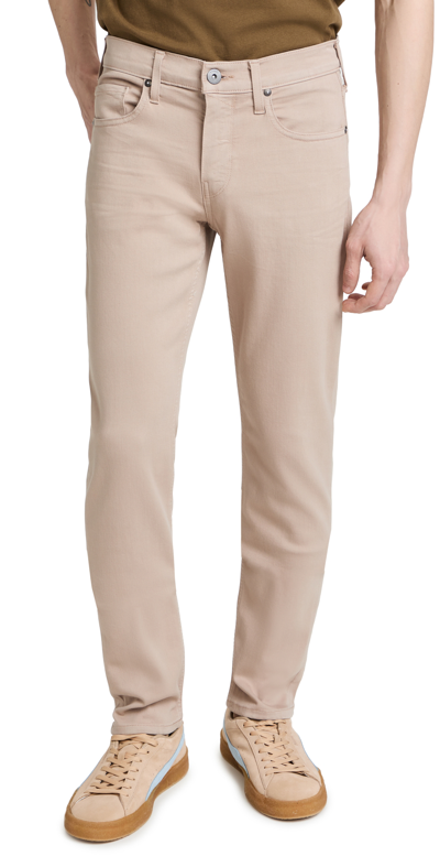 Paige Federal Straight Slim Fit Twill Pant In Timberwolf In Toasted Almond