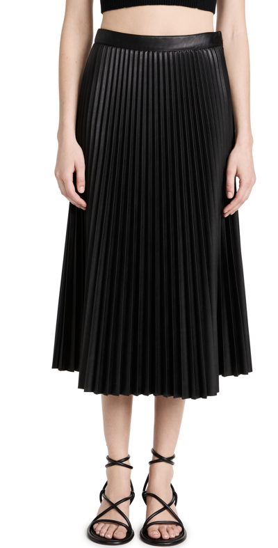 Proenza Schouler White Label Faux Leather Pleated Skirt In Black
