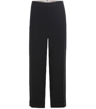 Chloé Cropped Stretch-wool Straight-leg Trousers In Black
