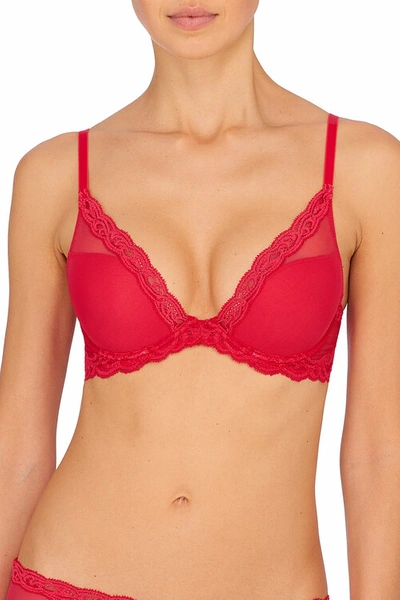 Natori Feathers T-shirt Everyday Plunge Bra (32c) In Sunset Coral