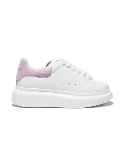 Alexander Mcqueen Kids Unisex Oversized White Sneakers In Bianco/lilla