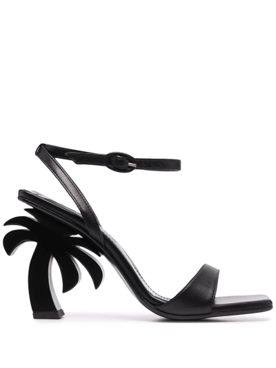 Palm Angels Palm Tree Heeled Sandals In Black