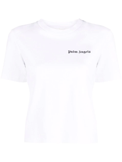 Palm Angels Logo-print Cotton T-shirt In Off White,black