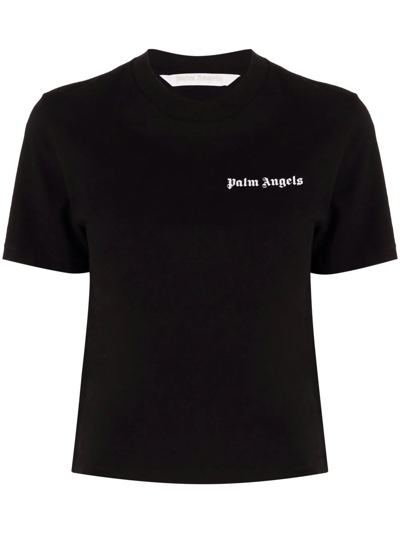 Palm Angels Classic Logo Fitted Tee Clothing In Black