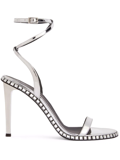 Giuseppe Zanotti Bellatriks 106mm Leather Sandals In Silver