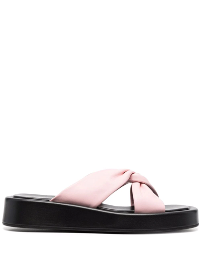 Elleme Sandalen Tresse Platform Aus Rosafarbenem Leder In Pink