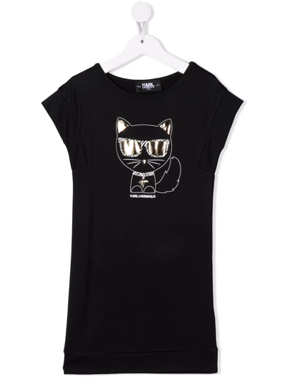 Karl Lagerfeld Kids' Logo Sleeveless T-shirt Dress In Black