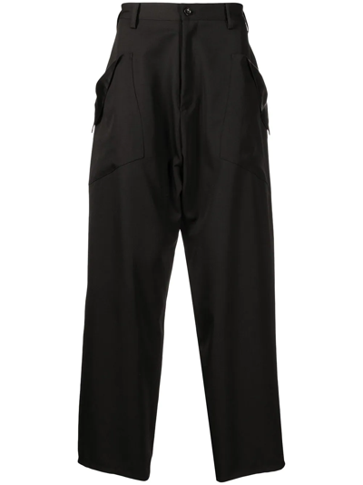 Sulvam Flap-pocket Trousers In Black