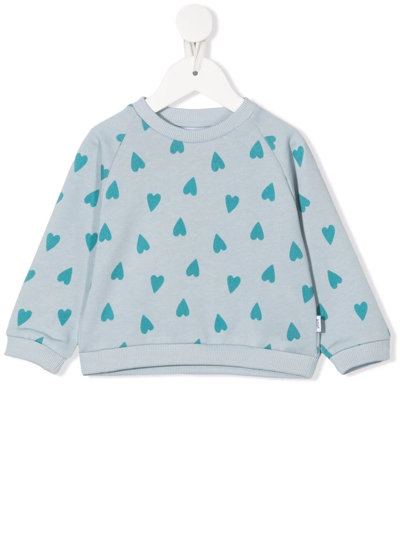Knot Babies' Heart-print Sweatshirt In Blue