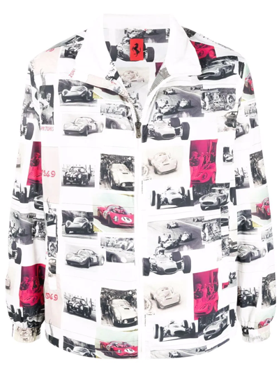 Ferrari Nylon Jacket With Iconic Print - Atterley In White