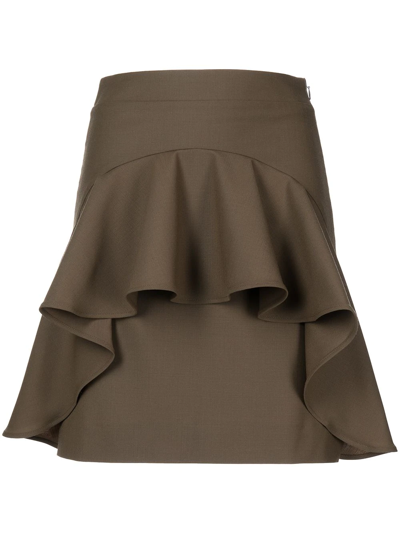 Palmer Harding Ruffle-detail Mini Skirt In Army Green
