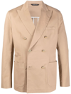 Tonello Double-breasted Fitted Blazer In Neutrals