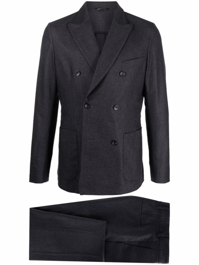 Tonello Double-breasted Tailored Suit In Grey