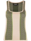 Ahluwalia Beige & Green Textured Knit Tank Top In Neutrals