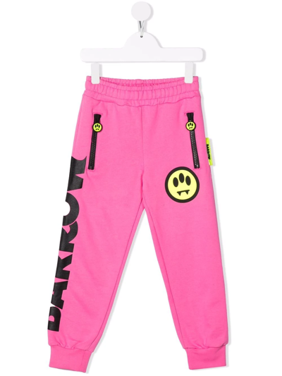 Barrow Kids' Fuxia Cotton Track Pants In Pink