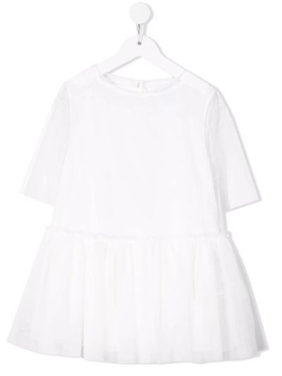 Douuod Kids' Layered Midi Dress In Bianco