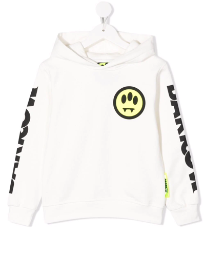 Barrow Kids White Hoodie With Logo Screen Printing On Front And Sleeves In Белый