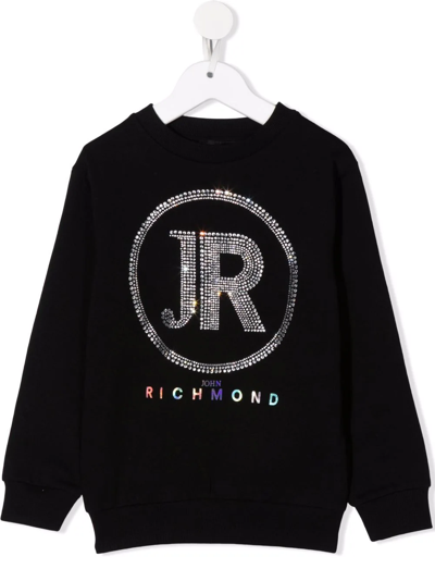 John Richmond Junior Kids' Logo Crew-neck Sweatshirt In Black