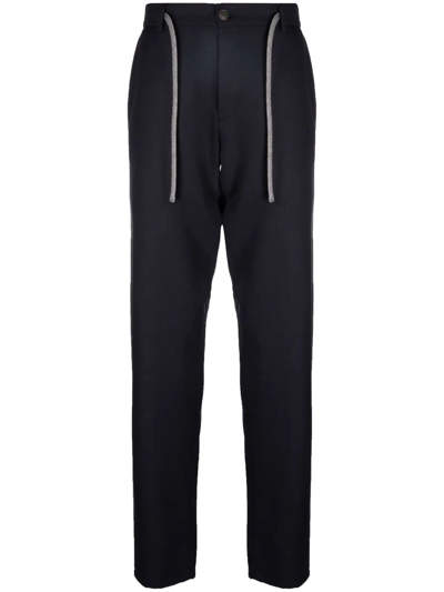 Canali Drawstring Straight-leg Trousers In Blue