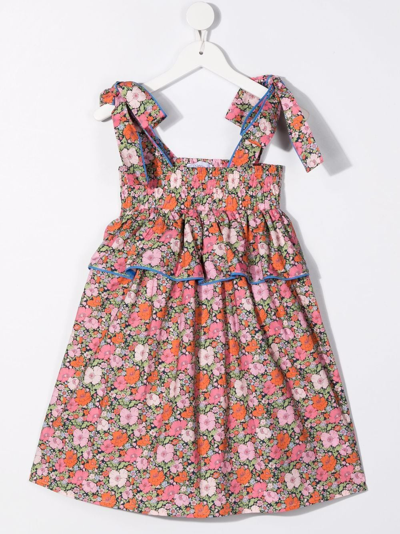Paade Mode Kids' Bella Tie-trimmed Floral Cotton Dress In Pink