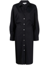 Vince Pointed-collar Cotton Shirt Dress In Black