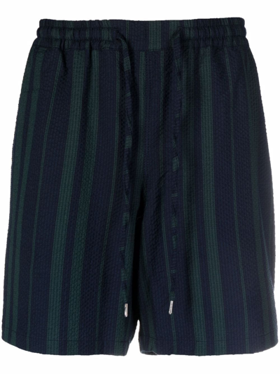 A Kind Of Guise Volta Straight-leg Striped Stretch-cotton Drawstring Seersucker Shorts In Blue