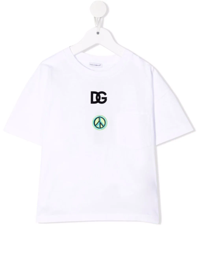 Dolce & Gabbana Kids' Logo-print T-shirt In White