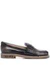 GOLDEN GOOSE DISTRESSED EFFECT LOGO-PRINT LOAFERS
