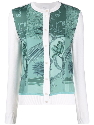 FERRAGAMO FLORAL-PRINT BUTTONED CARDIGAN