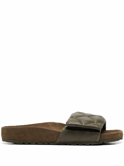 Birkenstock 1774 Sylt Padded Leather Slide Sandals In Khaki  display picture 1