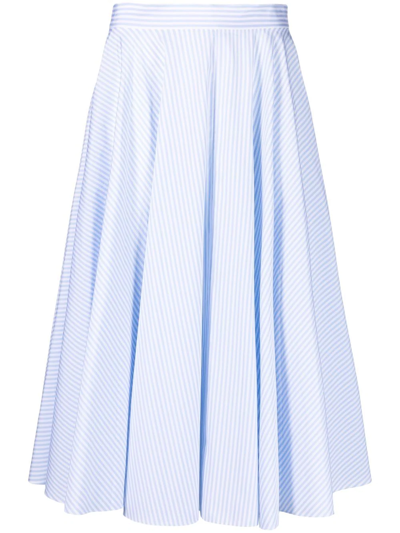 Michael Kors Striped Cotton Poplin Midi Skirt In Oxfordwhite