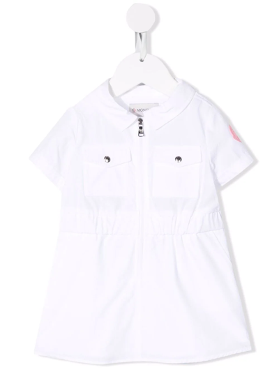 Moncler Babies' Logo-patch Zip-up Shirt Dress In White