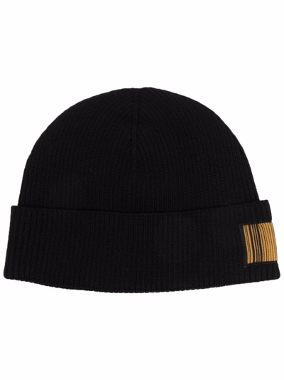 Vtmnts Barcode-patch Merino Beanie Hat In Black
