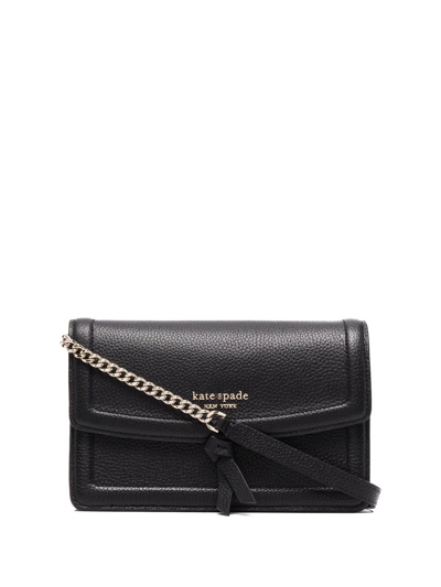 Kate Spade Logo-plaque Clutch Bag In Black