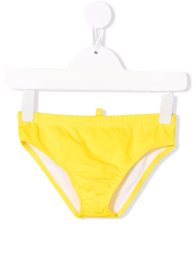Dsquared2 Teen Logo-print Swim Trunks In Yellow