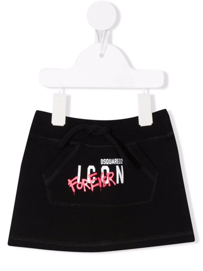 Dsquared2 Babies' Forever Icon Drawstring Skirt In Black