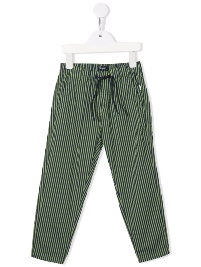 Il Gufo Kids' Drawstring Striped Trousers In Blue