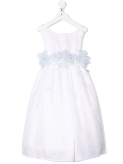 La Stupenderia Kids' Tulle-detail Sleeveless Dress In Bianco-azzuro