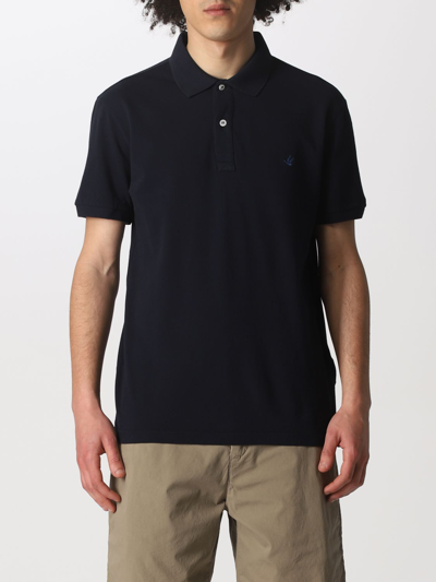 Brooksfield Polo Shirt In Cotton With Logo In Navy