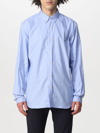 Brooksfield Shirt In Cotton With Embroidered Logo In Gnawed Blue