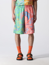Versace Medusa Music Print Bi-colour Silk Shorts In Multicolor
