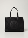 Tory Burch Ella Tote  Nylon Bag With Emblem In 黑色