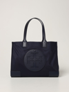 Tory Burch Black Ella Small Tote Bag In 蓝色