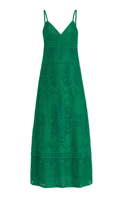 Valentino Crocheted Cotton-blend Maxi Dress In Green