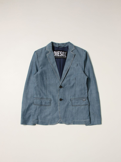 Diesel Kids' Giacca In Chambray Washed In Denim